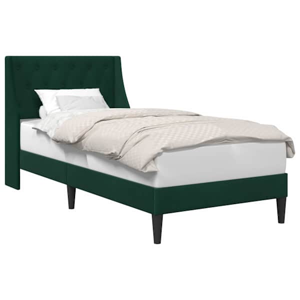 vidaXL Voodi raam peaga Tume rohelise 90 x 190 cm Samet