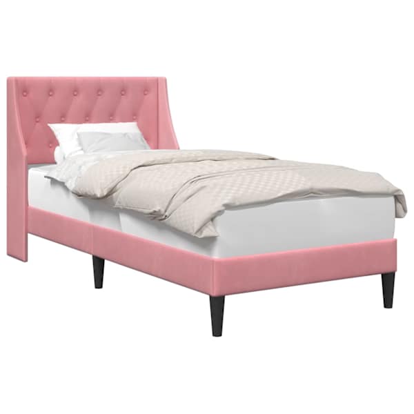 vidaXL Voodi raam peaga Roosa 100 x 200 cm Samet