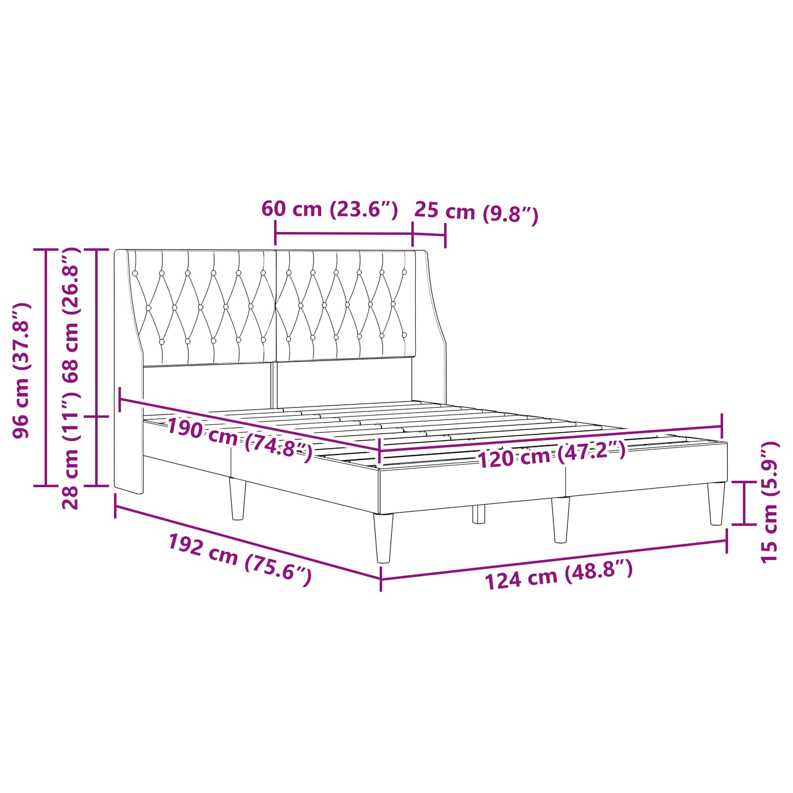 Konstrukcija postelje Temno zelena 120 x 190 cm Žamet - slika 9