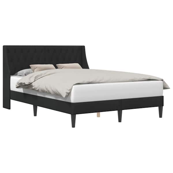 vidaXL Voodi raam peaga Must 120 x 190 cm Samet