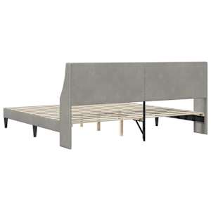 Rám postele s čelo Světle šedá 200 x 200 cm samet - obrázek 6