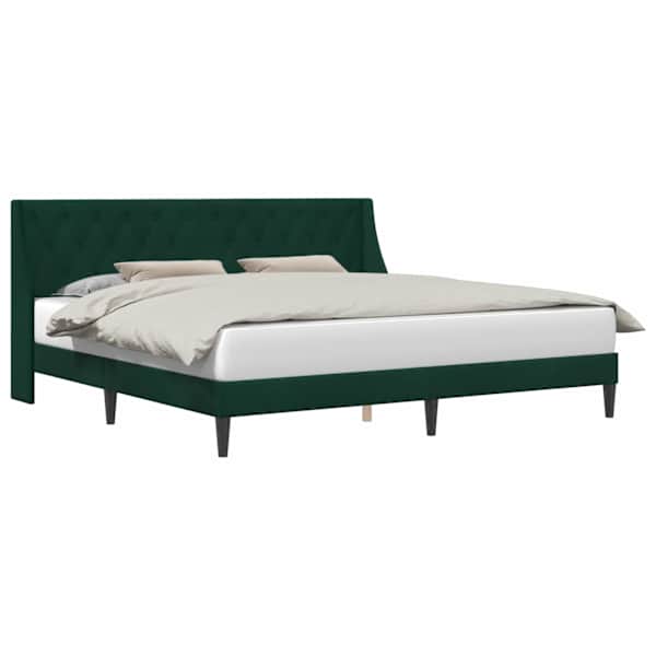 vidaXL Voodi raam peaga Tume rohelise 200 x 200 cm Samet