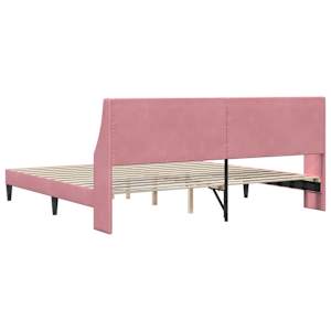 Rám postele s čelo Růžová 200 x 200 cm samet - obrázek 6