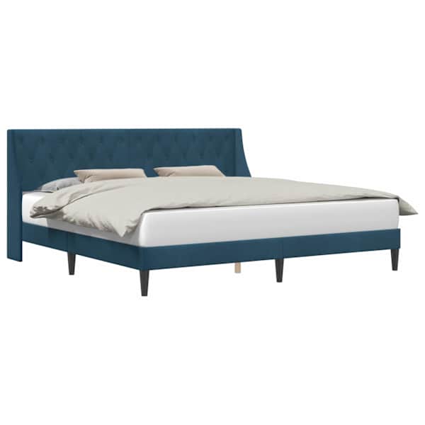 vidaXL Voodi raam peaga Sinine 200 x 200 cm Samet