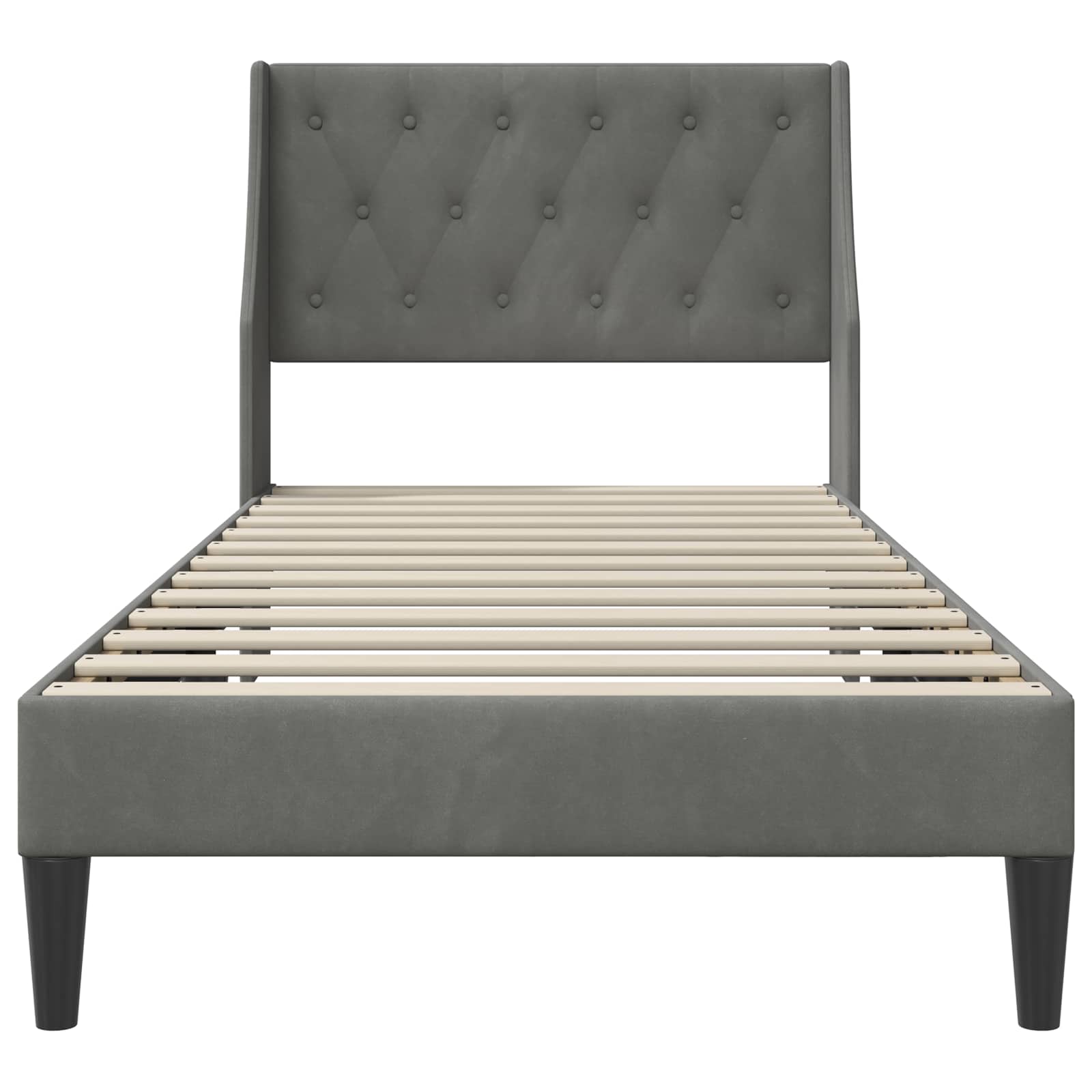Konstrukcija postelje z vzglavjem Temno siva 100 x 203 cm Žamet - slika 4