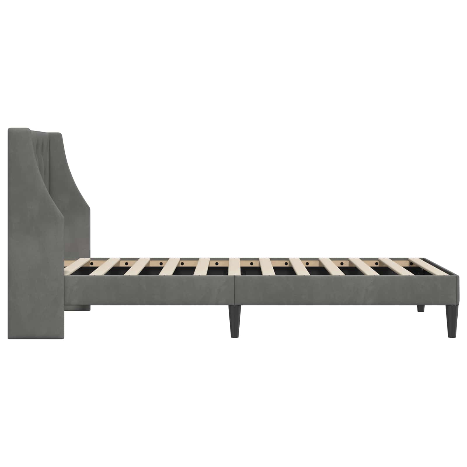 Konstrukcija postelje z vzglavjem Temno siva 100 x 203 cm Žamet - slika 5