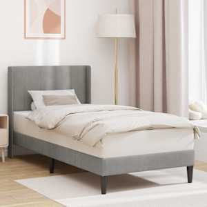 Konstrukcija postelje z vzglavjem Svetlo siva 90 x 200 cm Žamet