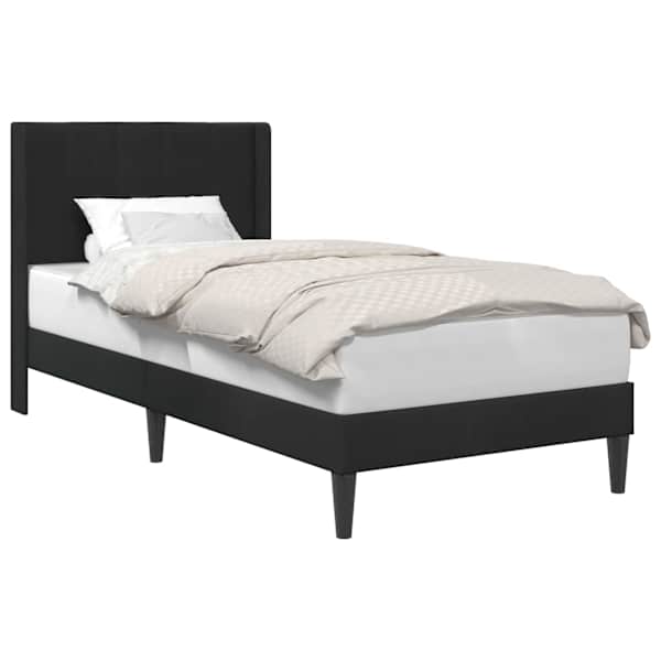 vidaXL Voodi raam peaga Must 100 x 200 cm Samet