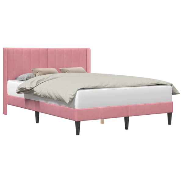 vidaXL Voodi raam peaga Roosa 120 x 190 cm Samet