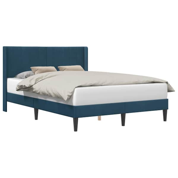 vidaXL Voodi raam peaga Sinine 140 x 200 cm Samet