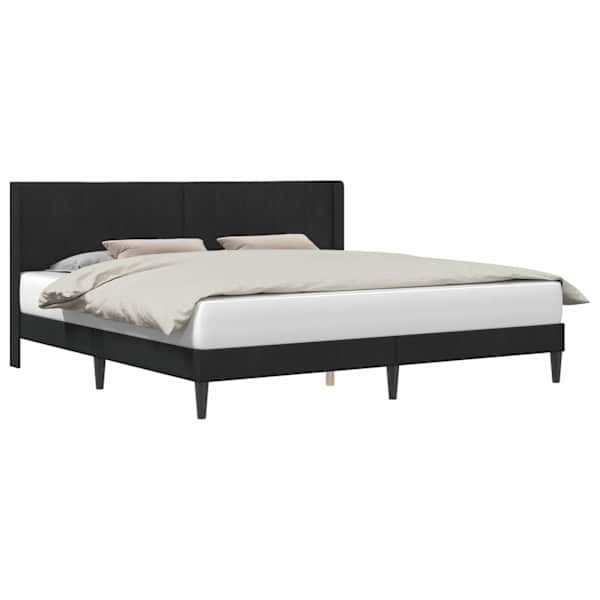vidaXL Voodi raam peaga Must 200 x 200 cm Samet