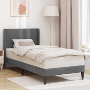 Rám postele s čelo Tmavě šedá 100 x 203 cm Samet - obrázek 1