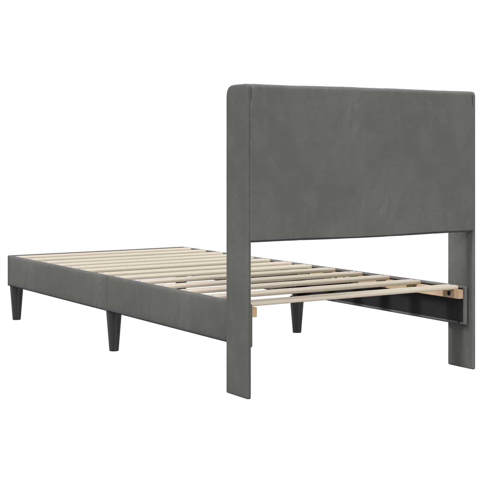 Konstrukcija postelje z vzglavjem Temno siva 100 x 203 cm Žamet