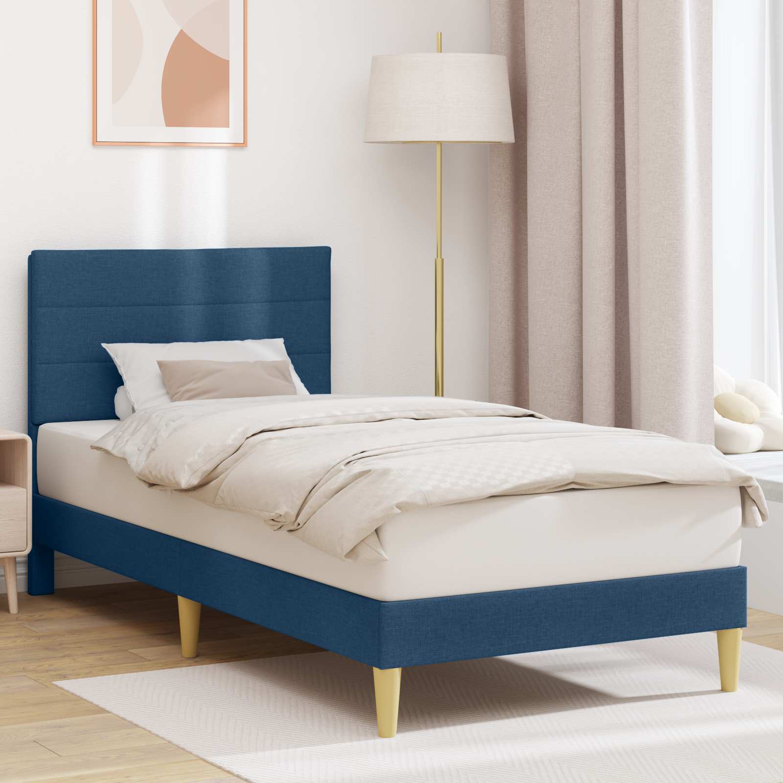 vidaXL Cadru de pat cu headboard albastru 80 x 200 cm Țesătură