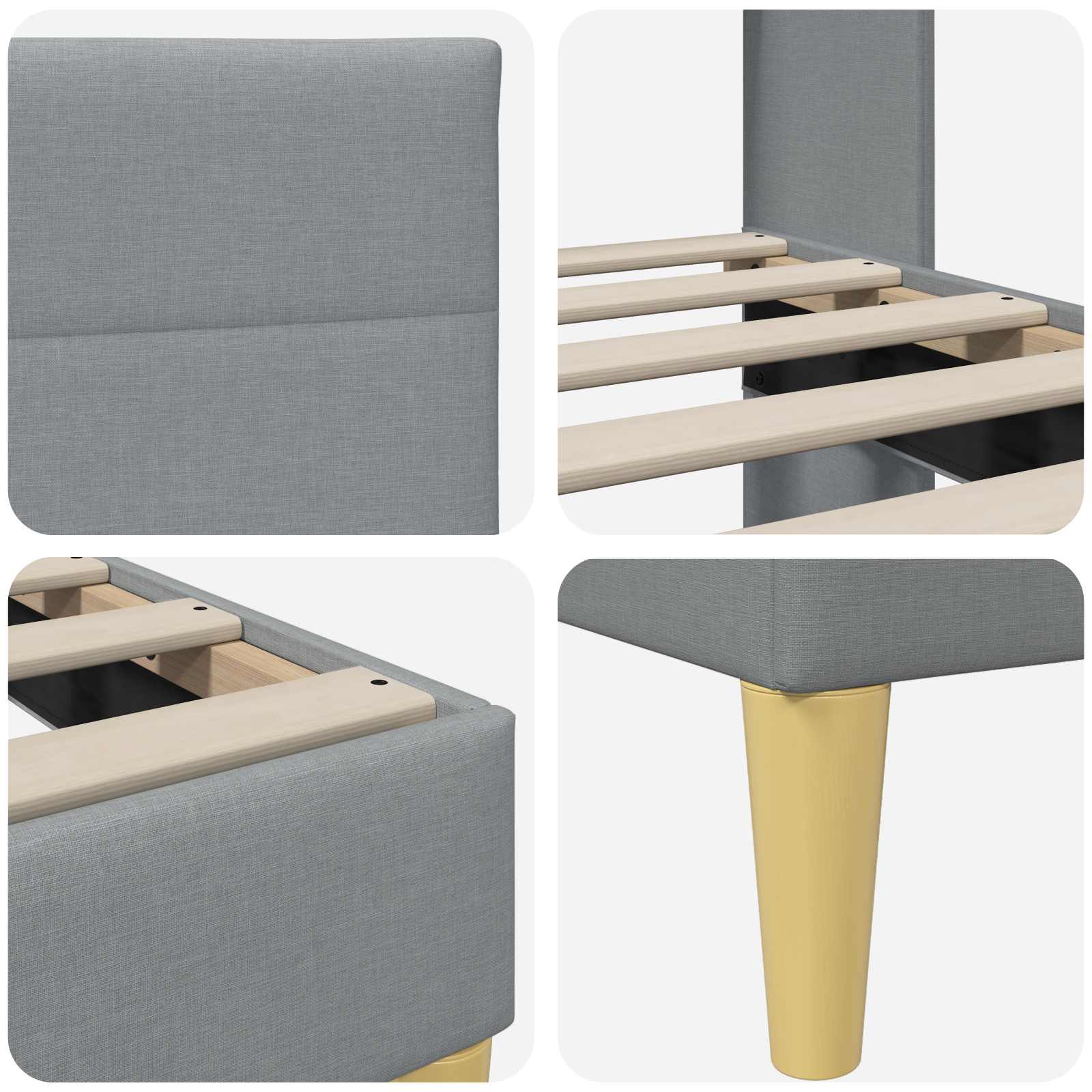 Voodi raam peaga Helehall 90 x 190 cm kangas 7 Kõik vajalik sinu aeda ja koju! Voodi raam peaga Helehall 90 x 190 cm kangas - Image 7