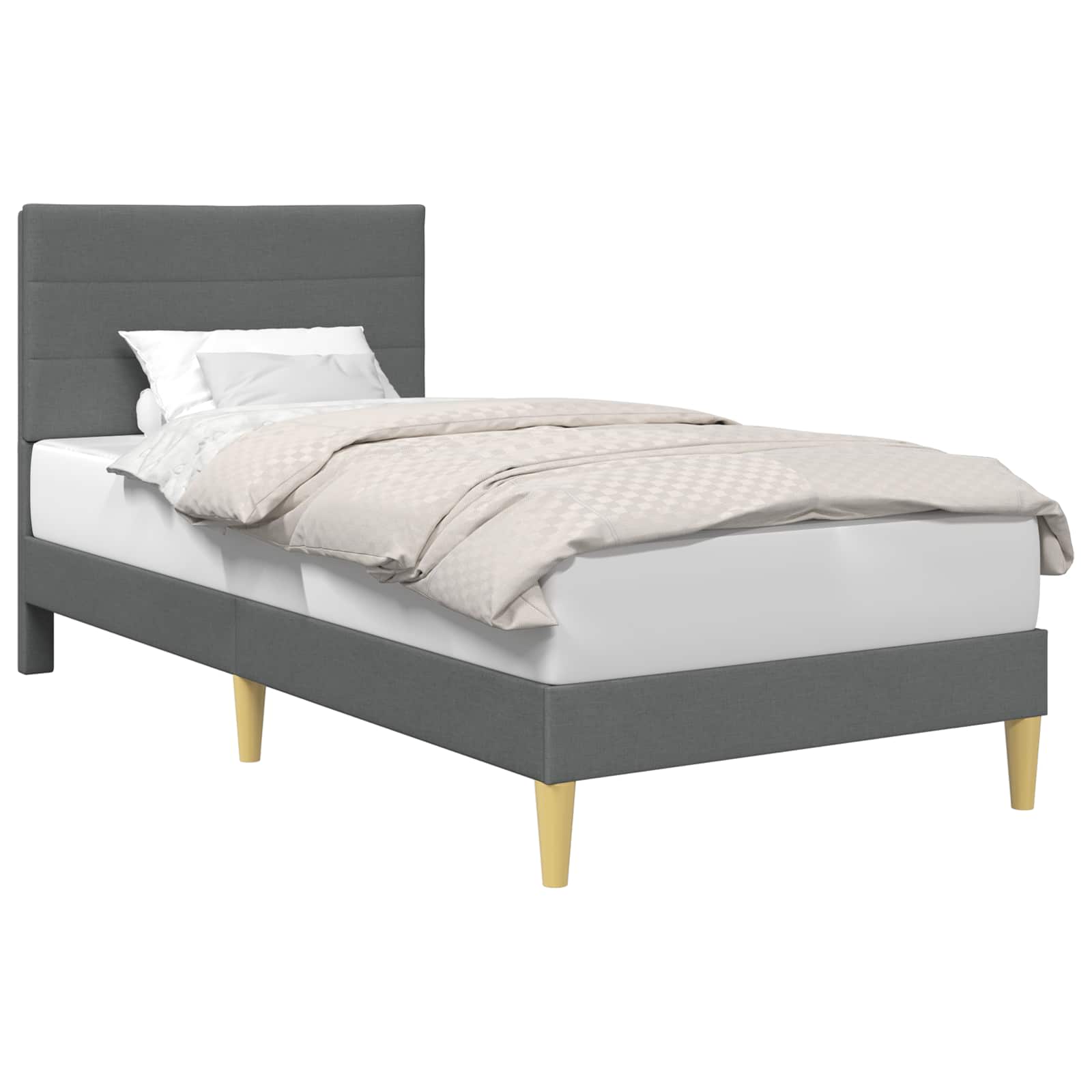 vidaXL Bedframe Donkergrijs 90 x 190 cm Stof grijs, foto 3