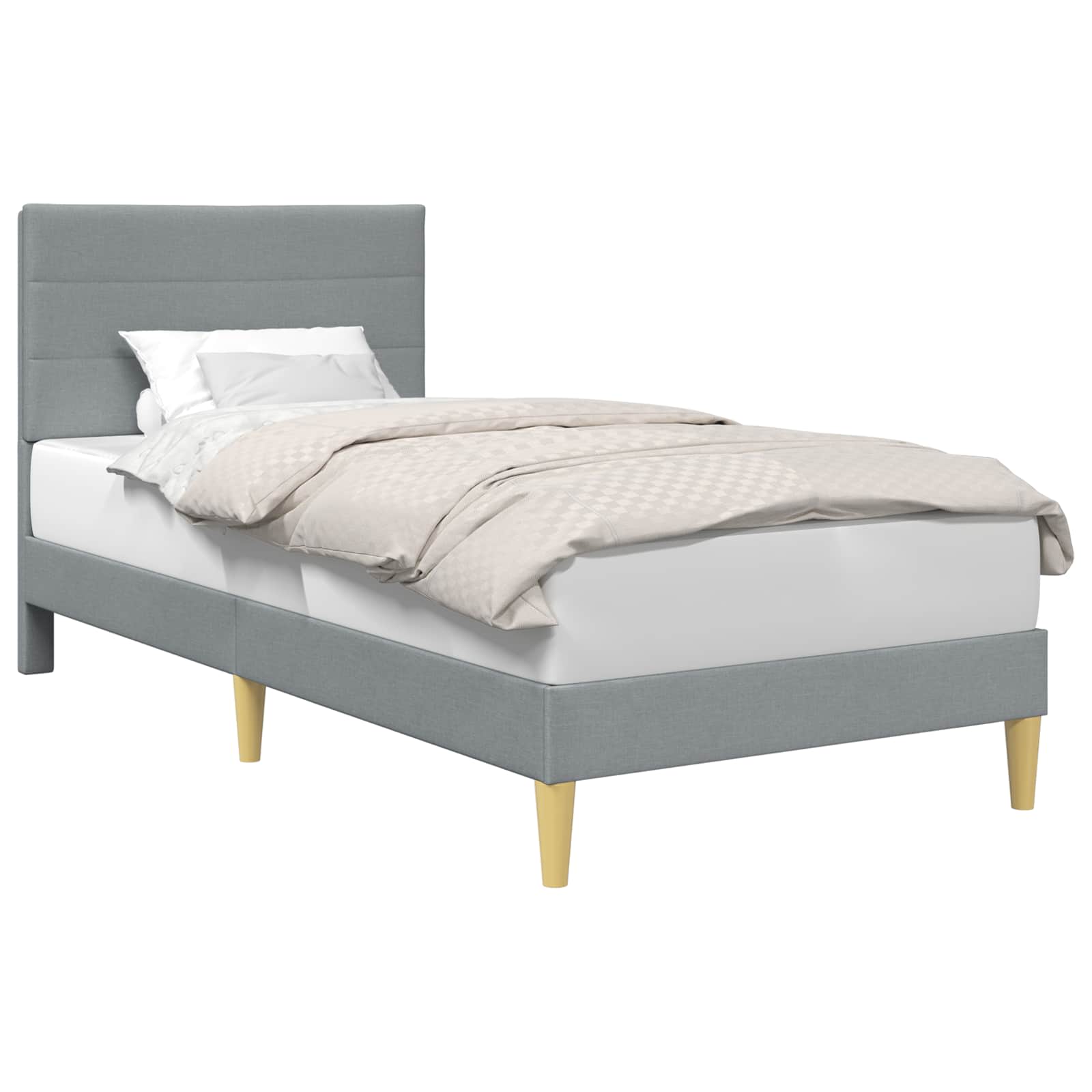 vidaXL Bedframe Lichtgrijs 90 x 200 cm Stof, foto 3