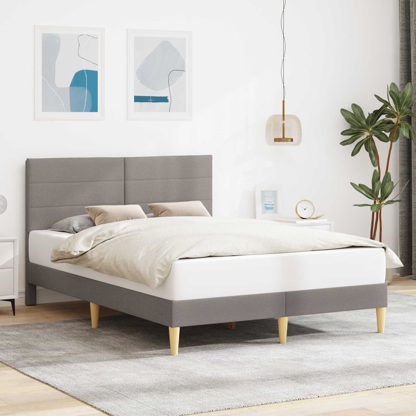 vidaXL Sengestel med hovedgærde Gråbrun 120 x 200 cm Stof