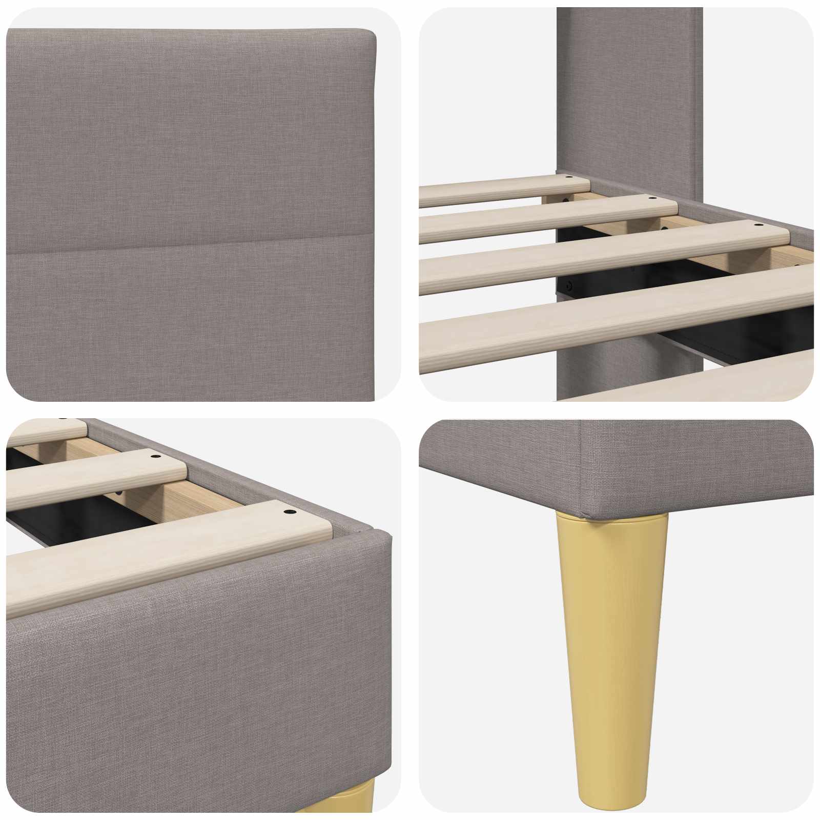 Konstrukcija postelje z vzglavjem Taupe 160 x 200 cm blago - slika 7