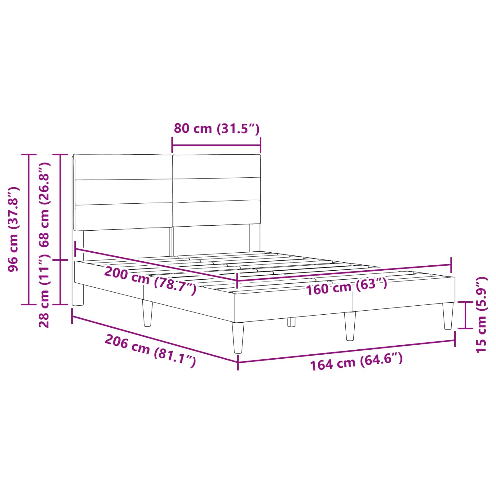 Konstrukcija postelje z vzglavjem Taupe 160 x 200 cm blago - slika 9