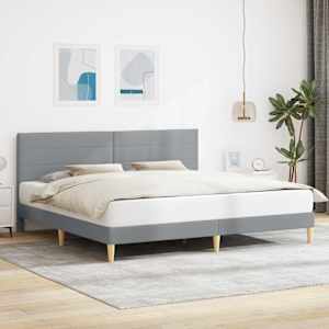 Rám postele s čelo Světle šedá 200 x 200 cm textil - obrázek 1
