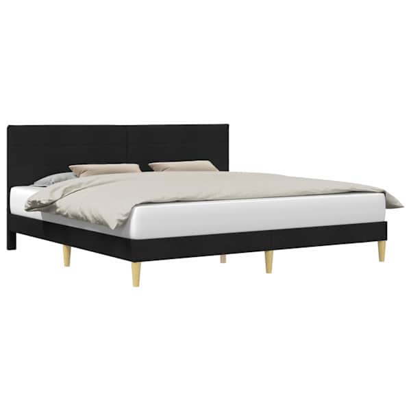 vidaXL Voodi raam peaga Must 200 x 200 cm kangas