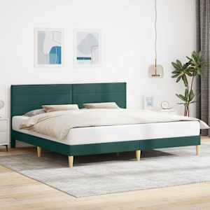 Rám postele s čelo Tmavě zelená 200 x 200 cm Textil - obrázek 1