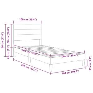Rám postele s čelo Tmavě šedá 100 x 203 cm Textil - obrázek 9