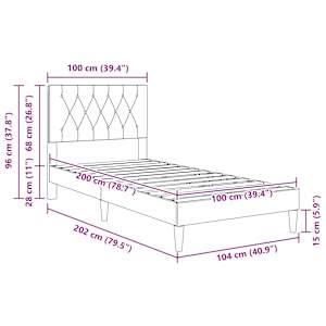 Rám postele s čelo Tmavě šedá 100 x 200 cm Samet - obrázek 9