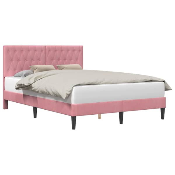 vidaXL Voodi raam peaga Roosa 120 x 200 cm Samet