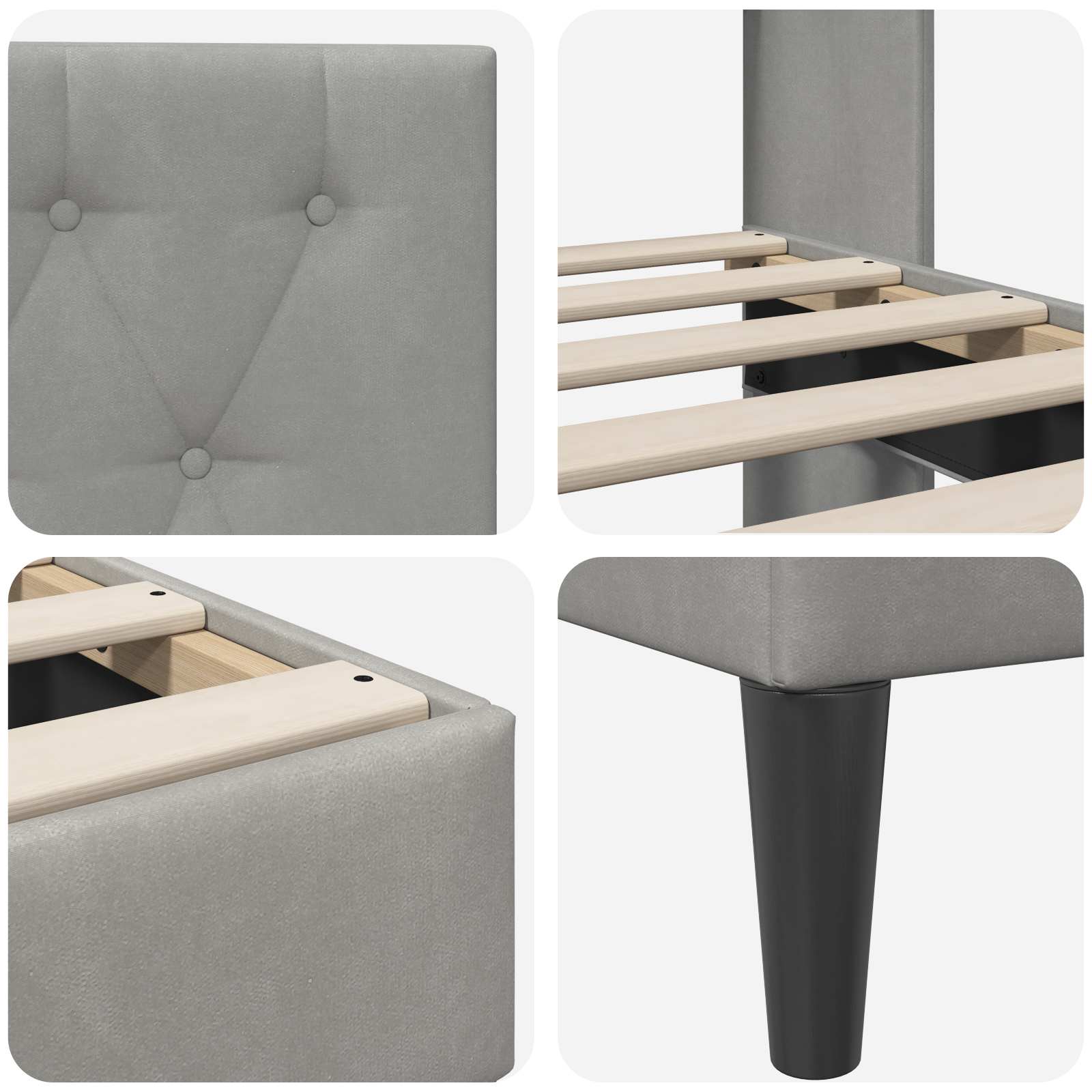 Konstrukcija postelje Svetlo siva 140 x 190 cm Žamet - slika 7