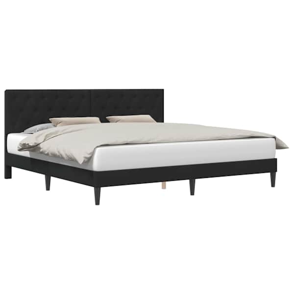 vidaXL Voodi raam peaga Must 180 x 200 cm Samet