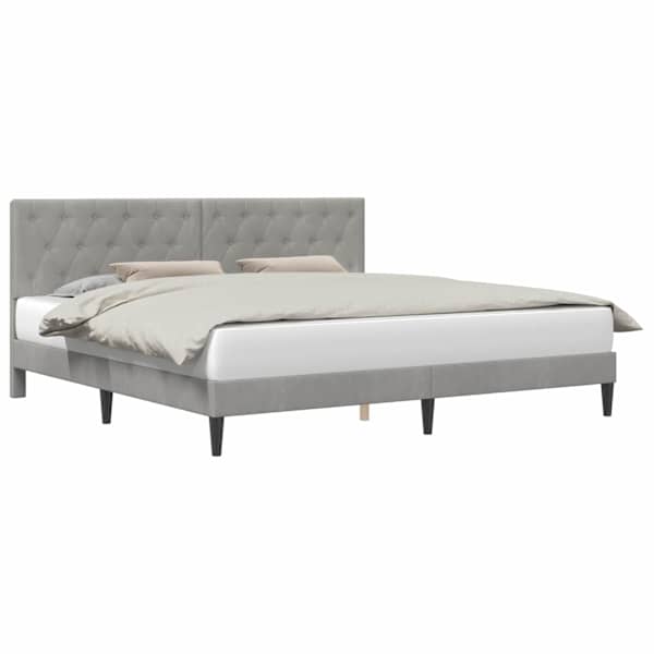 vidaXL Voodi raam peaga Helehall 200 x 200 cm Samet