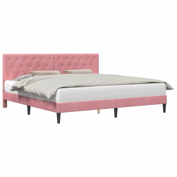 vidaXL Voodi raam peaga Roosa 200 x 200 cm Samet