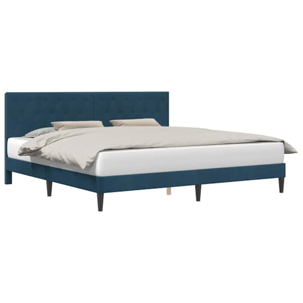 vidaXL Voodi raam peaga Sinine 200 x 200 cm Samet
