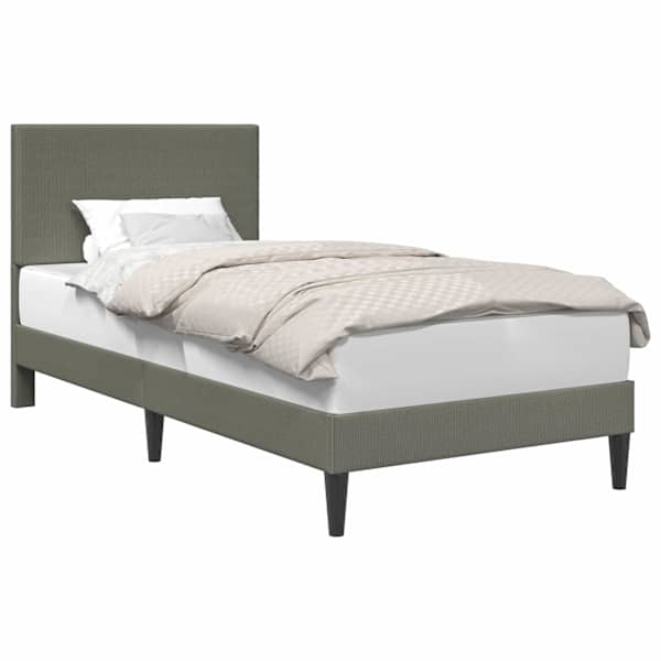 vidaXL Voodi raam peaga Helehall 90 x 200 cm Korter kangas