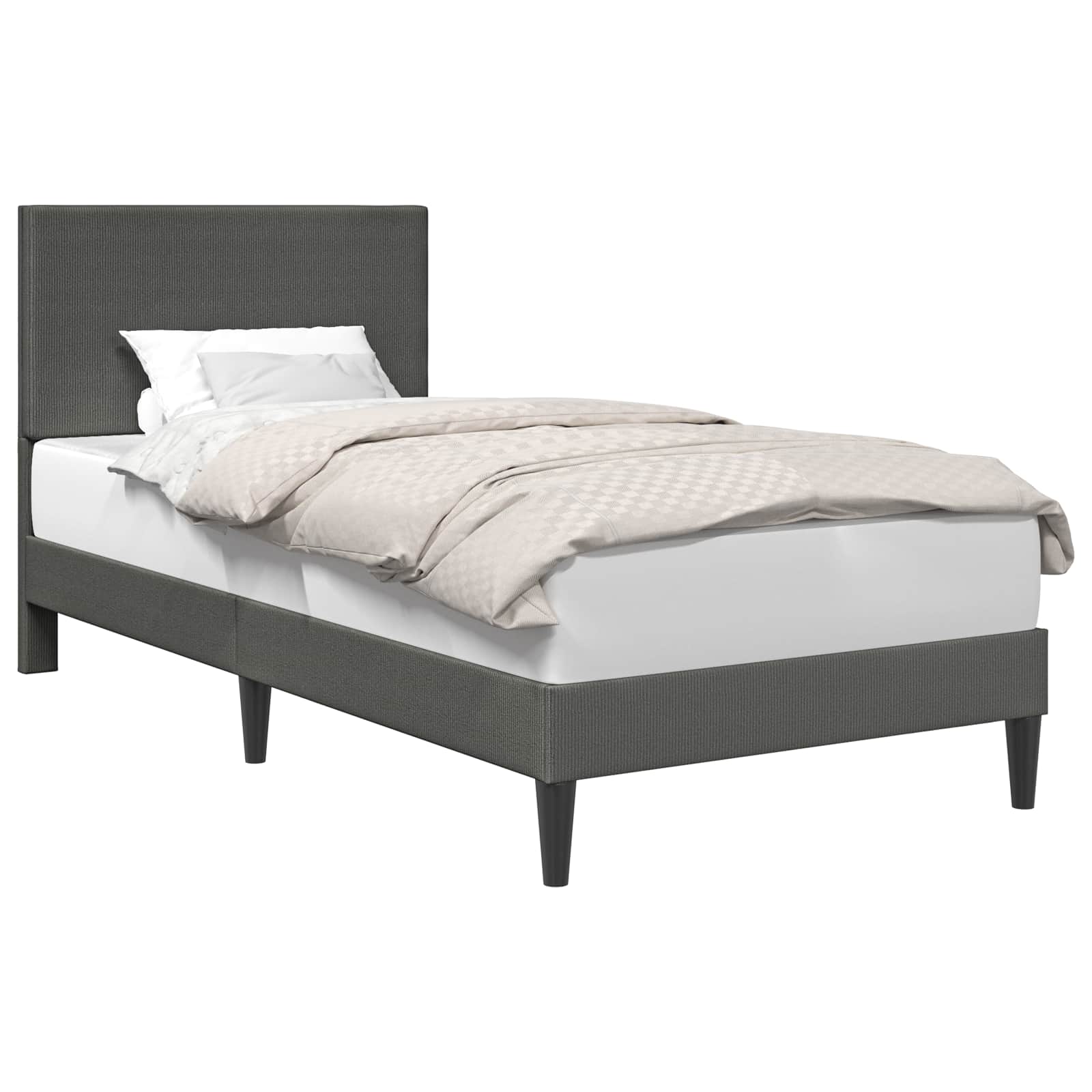 vidaXL Bedframe Donkergrijs 100 x 200 cm Katoen Stof, foto 3