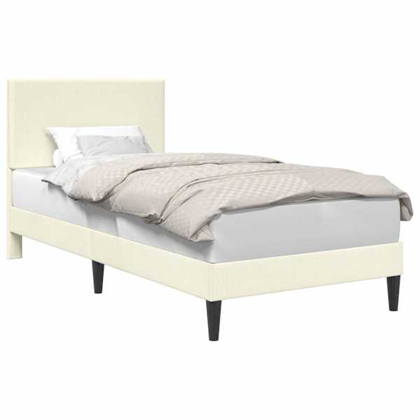 vidaXL Voodi raam peaga Kreemjas 100 x 200 cm Korter kangas