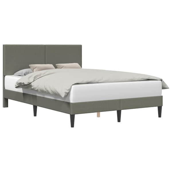 vidaXL Voodi raam peaga Helehall 140 x 190 cm Korter kangas