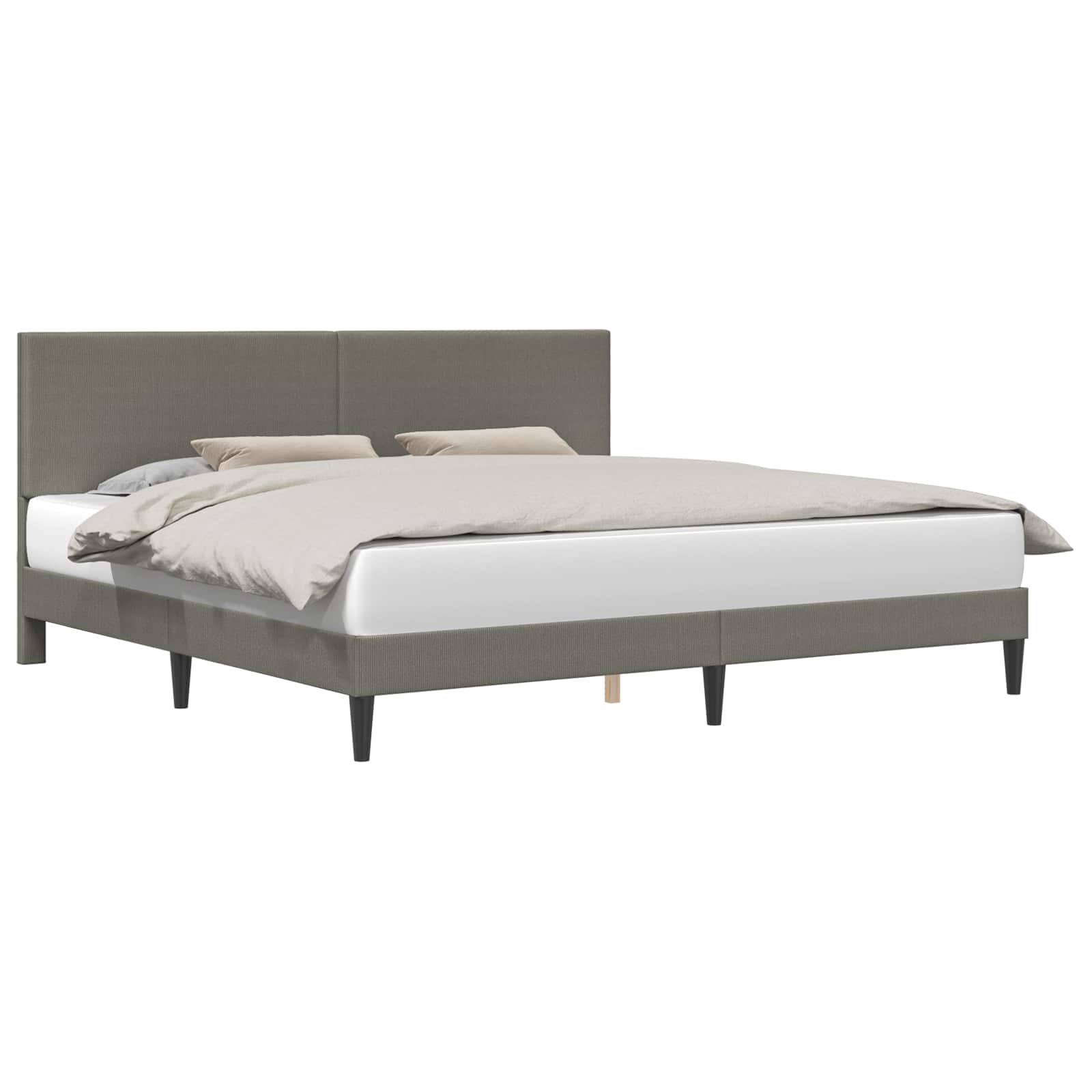 vidaXL Bedframe Lichtgrijs 200 x 200 cm Katoen Stof, foto 3