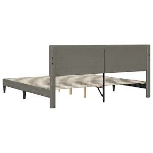 Rám postele s čelo Světle šedá 200 x 200 cm Žebrovaná látka - obrázek 6