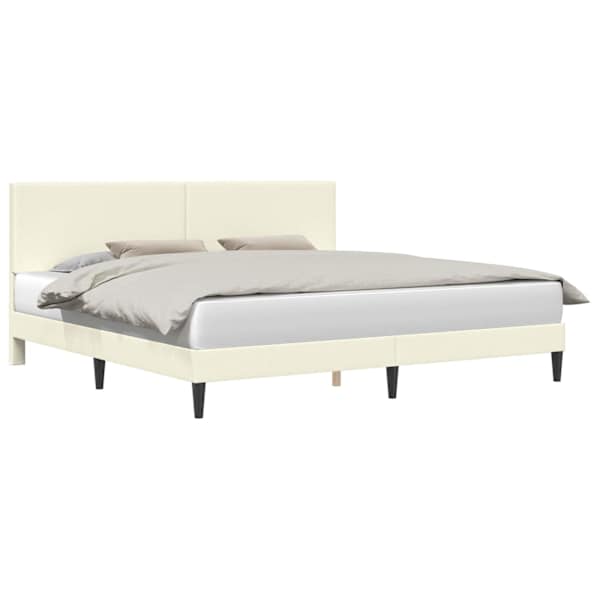 vidaXL Voodi raam peaga Kreemjas 200 x 200 cm Korter kangas