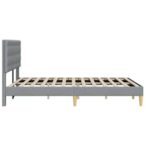 Rám postele s čelo Světle šedá 120 x 190 cm Textil - obrázek 5