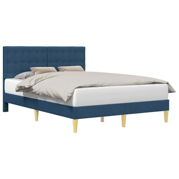 vidaXL Voodi raam peaga Sinine 140 x 200 cm kangas