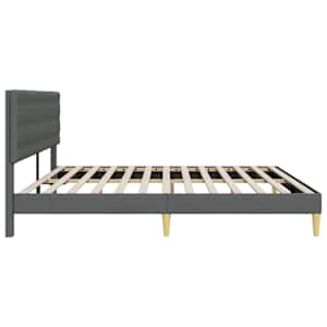 Rám postele s čelo Tmavě šedá 200 x 200 cm Textil - obrázek 5