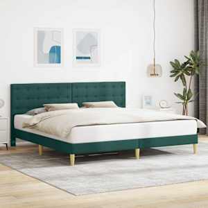 Konstrukcija postelje Temno zelena 200 x 200 cm Blago