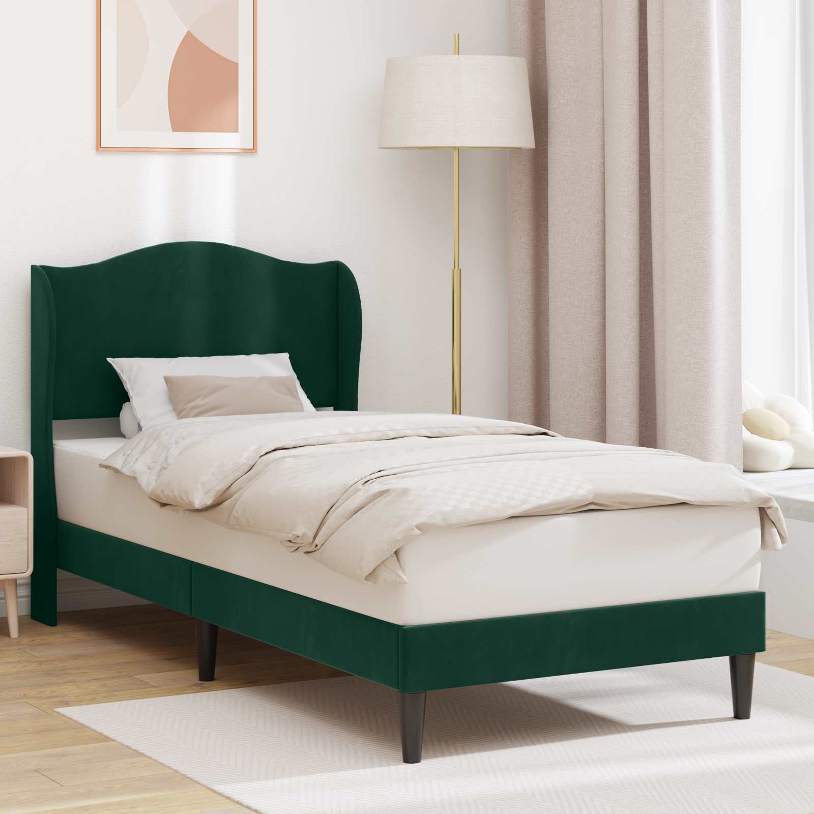 vidaXL Cadru de pat cu headboard Verde închis 90 x 200 cm Catifea