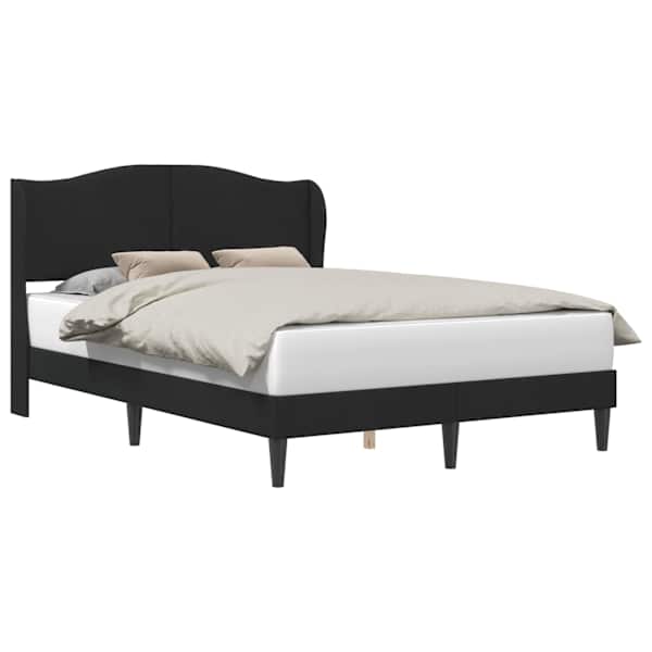 vidaXL Voodi raam peaga Must 160 x 200 cm Samet