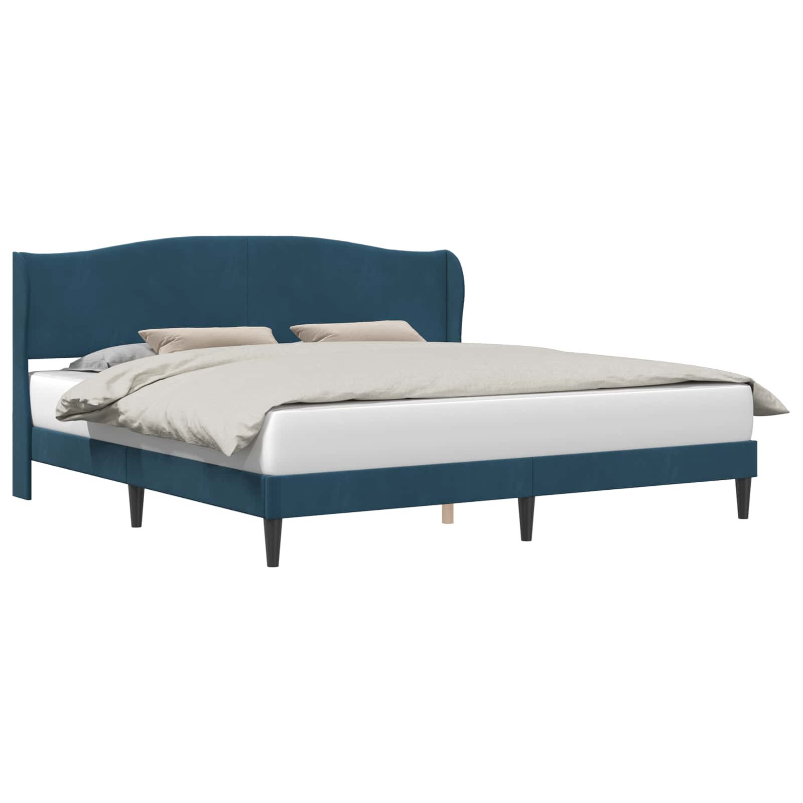 vidaXL Bettrahmen mit Kopfteil Blau 200 x 200 cm Samt – Bild 2
