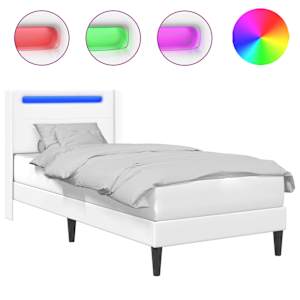 vidaXL Voodi raam LED-ribadega peaga Valge 80 x 200 cm Kunstnahk